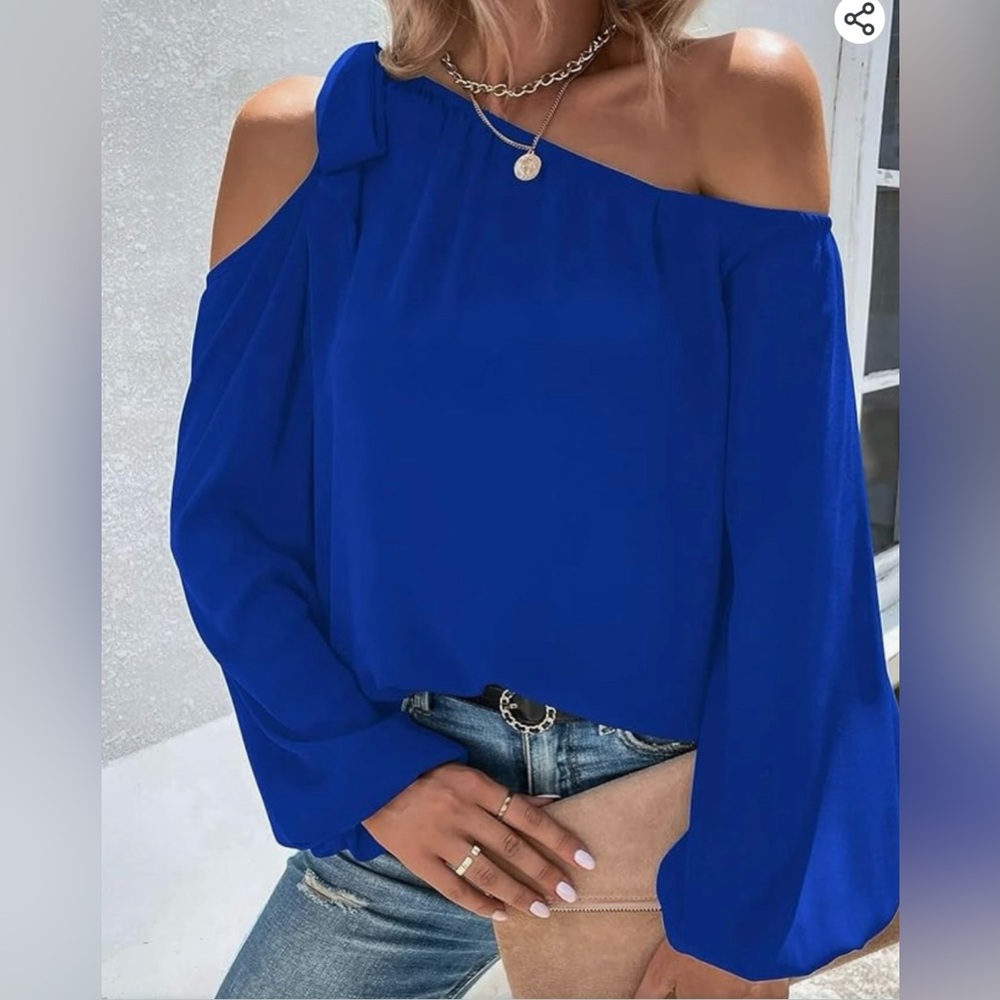 Off shoulder Cyan Blue top